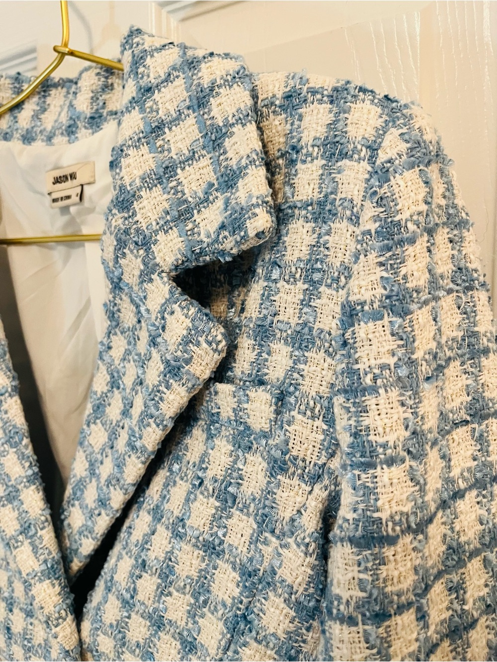 π Jason Wu Blue & Ivory Tweed Cropped Blazer & Skort Set - Picture 5 of 14